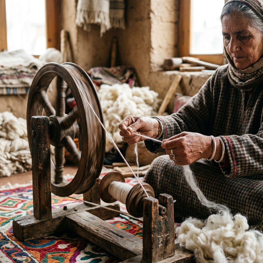 Pashmina weaving detail