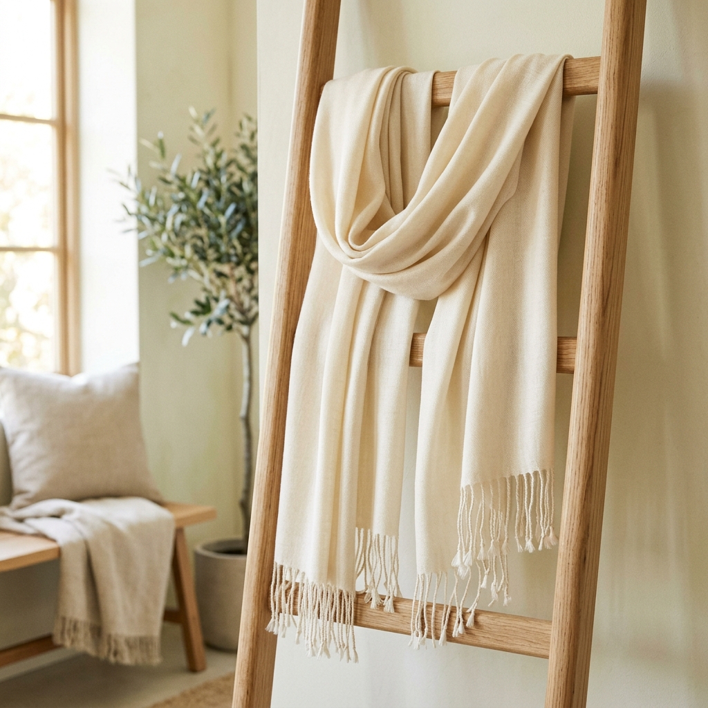 Pashmina shawl in natural ivory