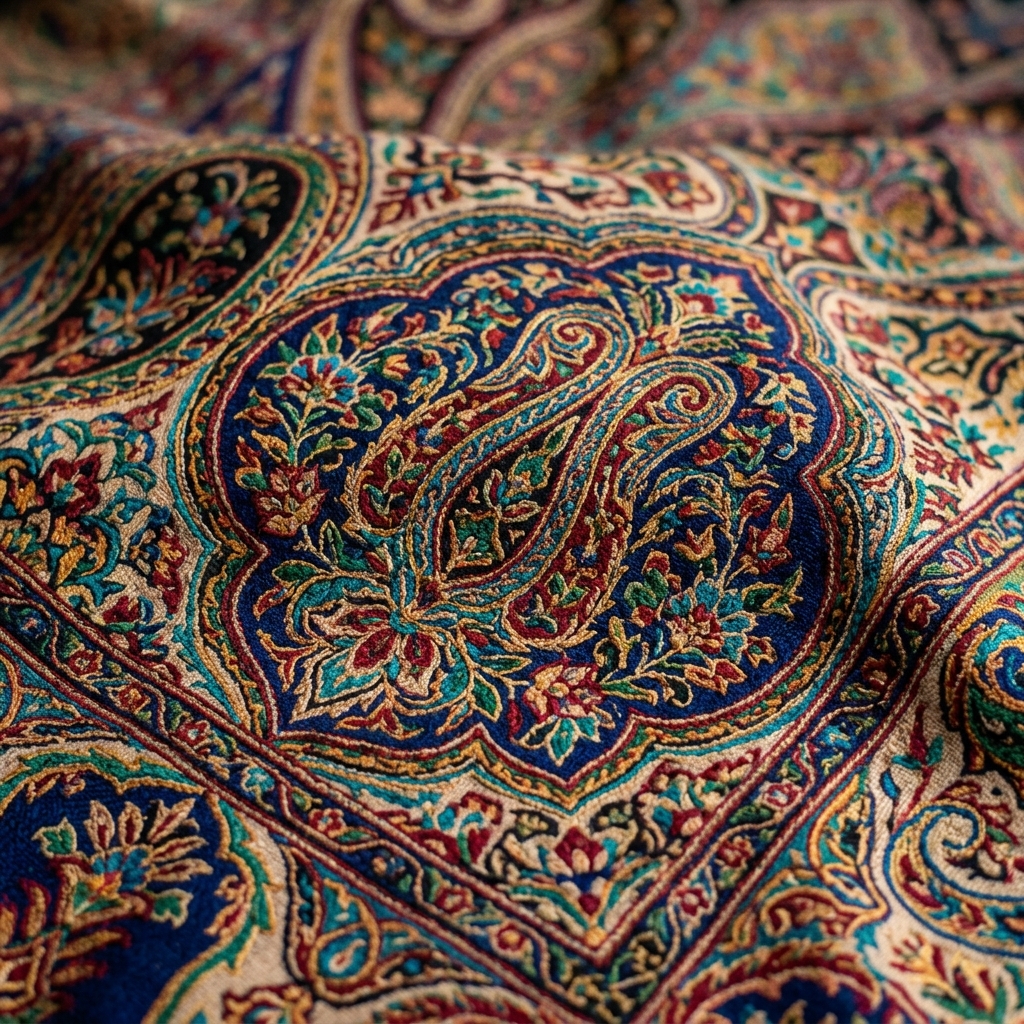 Kani-woven pashmina with intricate pattern