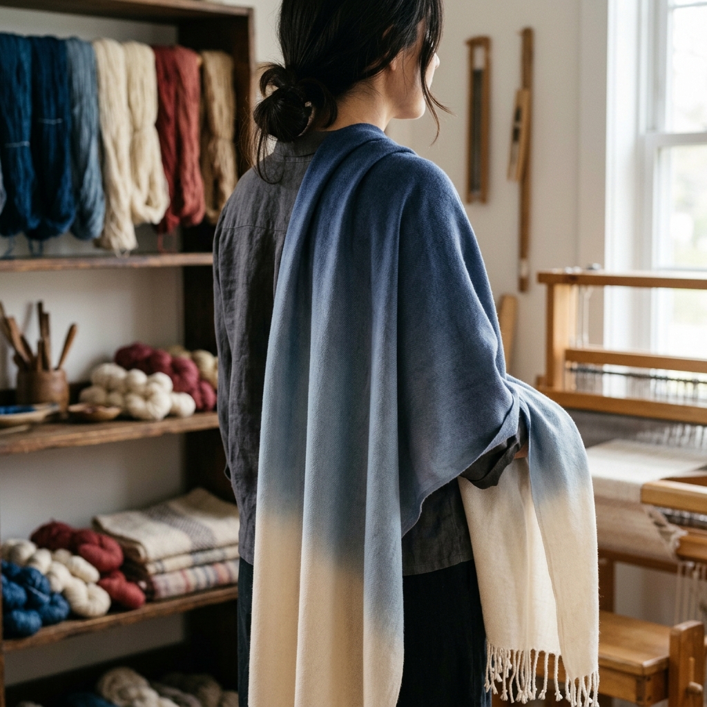 Dip-dyed ombré pashmina